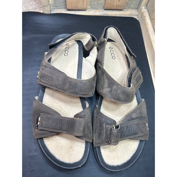 Ecco Mens Brown Leather Adjustable Strap Sandals Size 12-12.5 Footbed Outdoor - Picture 3 of 8